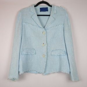 Balmain Paris Evening Blazer Jacket Made In Italy w/ Fringe Trim Accent, Sz 10